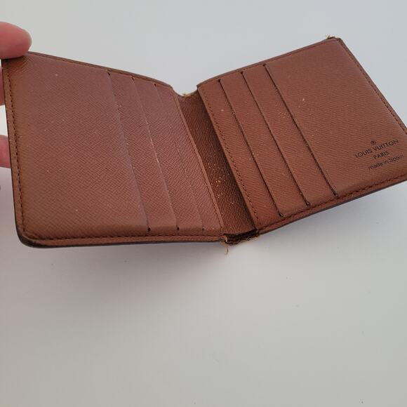 Vintage Louis Vuitton Unisex LV Brown Bi-Fold Leather Wallet Monogram Card 90s - Picture 3 of 12